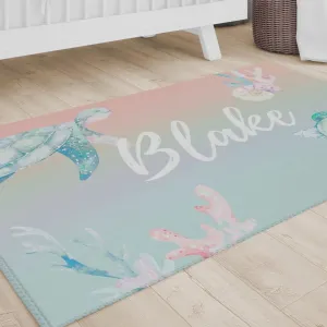 Sweet Sea Turtles Personalized Nursery Rug