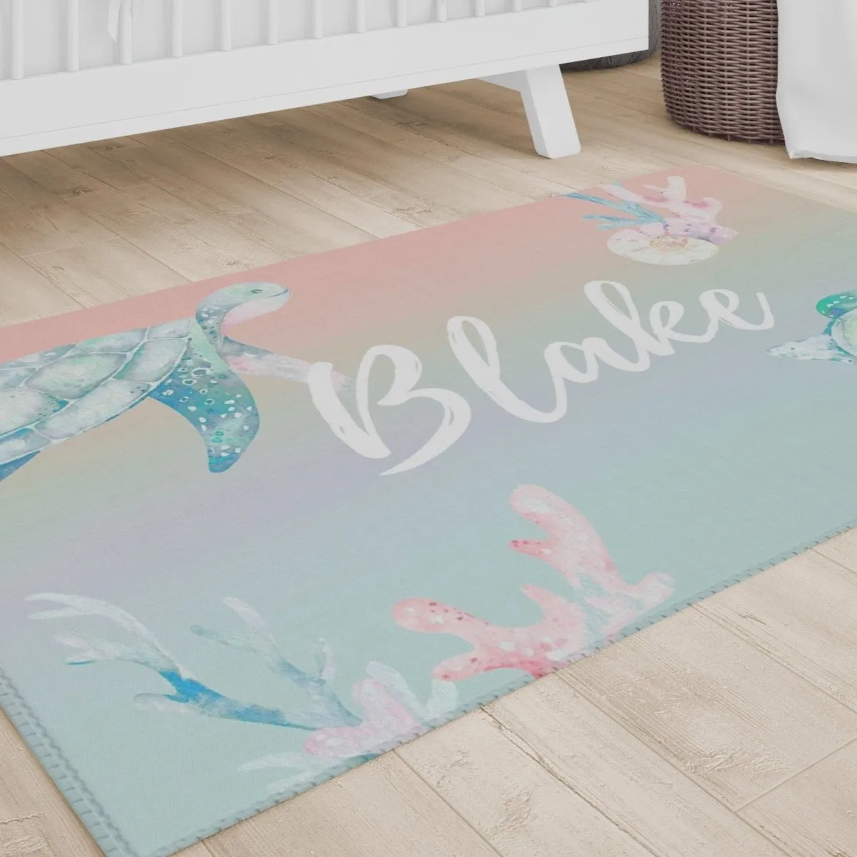 Sweet Sea Turtles Personalized Nursery Rug