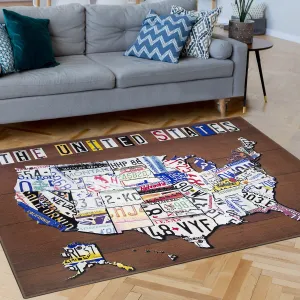 United States License Plate Map Area Rug (5'x7')