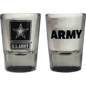 US Army on 2 oz Clear Fluted Shot Glass