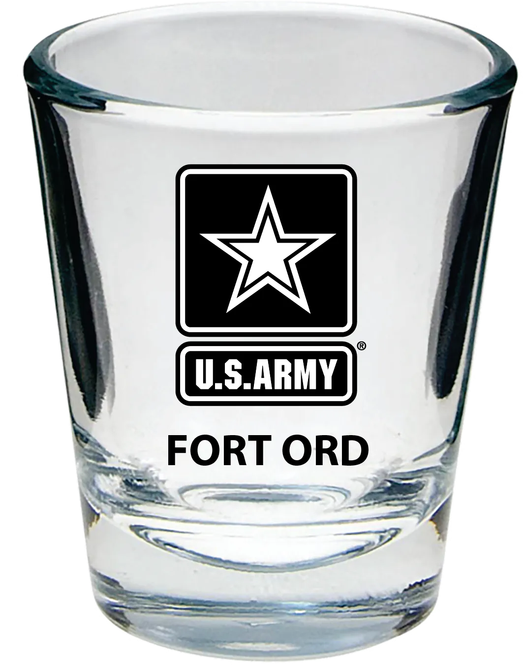 U.S. Army Star Fort Ord on Clear 1.75 oz. Shot Glass