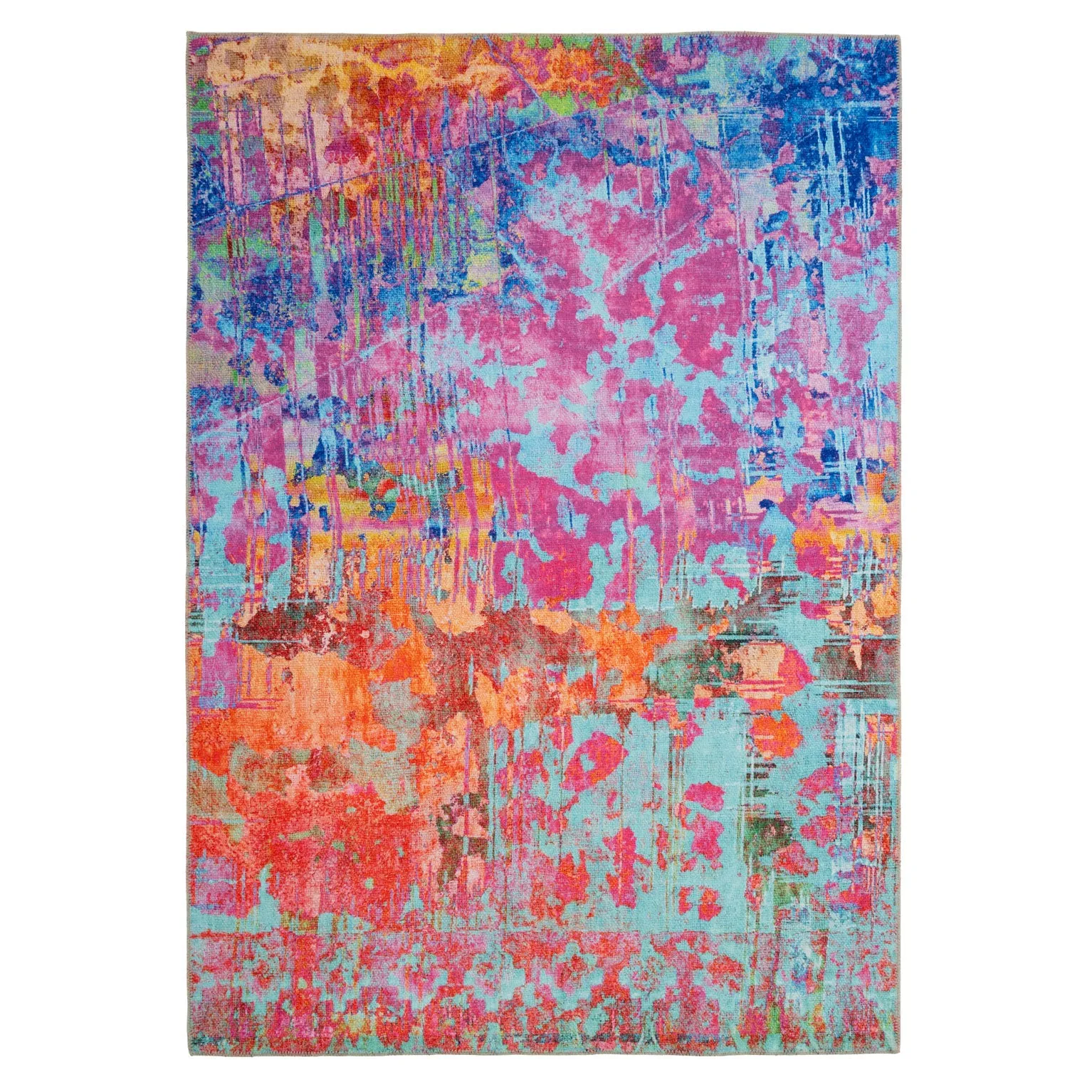Vibrant Multicolour Washable Designer Rug - Blazing