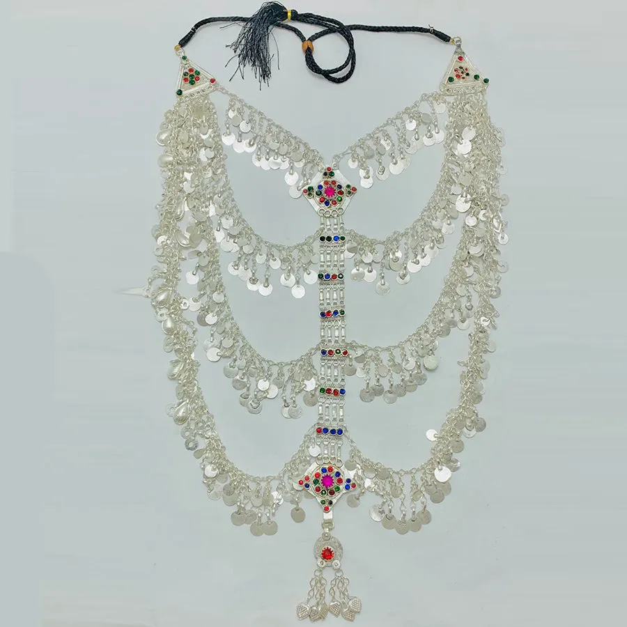 Vintage Silver Multilayers Massive Bib Necklace