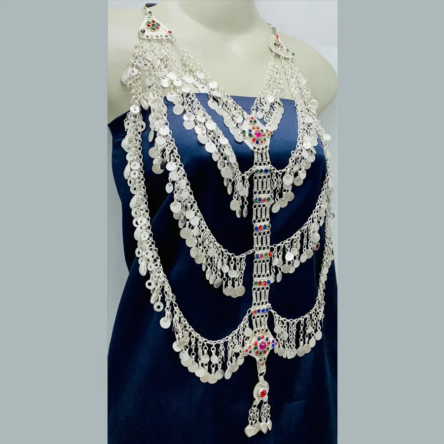 Vintage Silver Multilayers Massive Bib Necklace