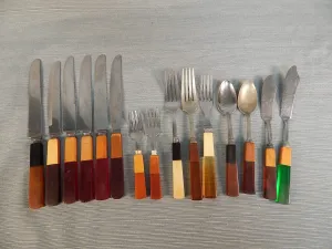 Vintage Two Color Bakelite Utensils - Lot of 15