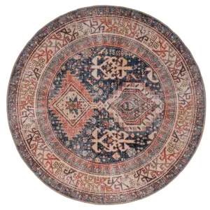 Washable Terracotta Distressed Circle Rug - Perla