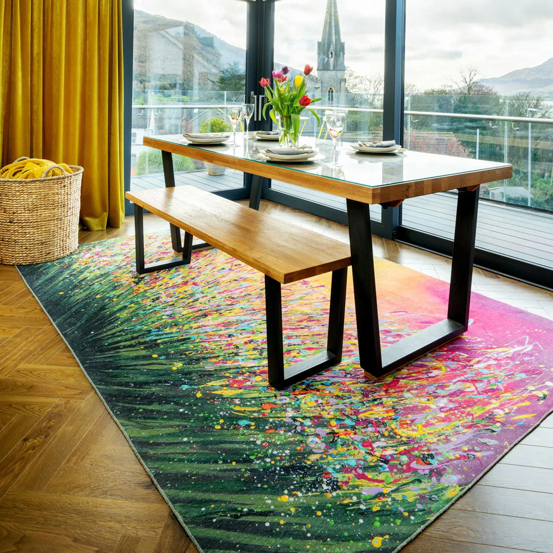 Washable Wild Flowers Designer Rug - Secret Garden