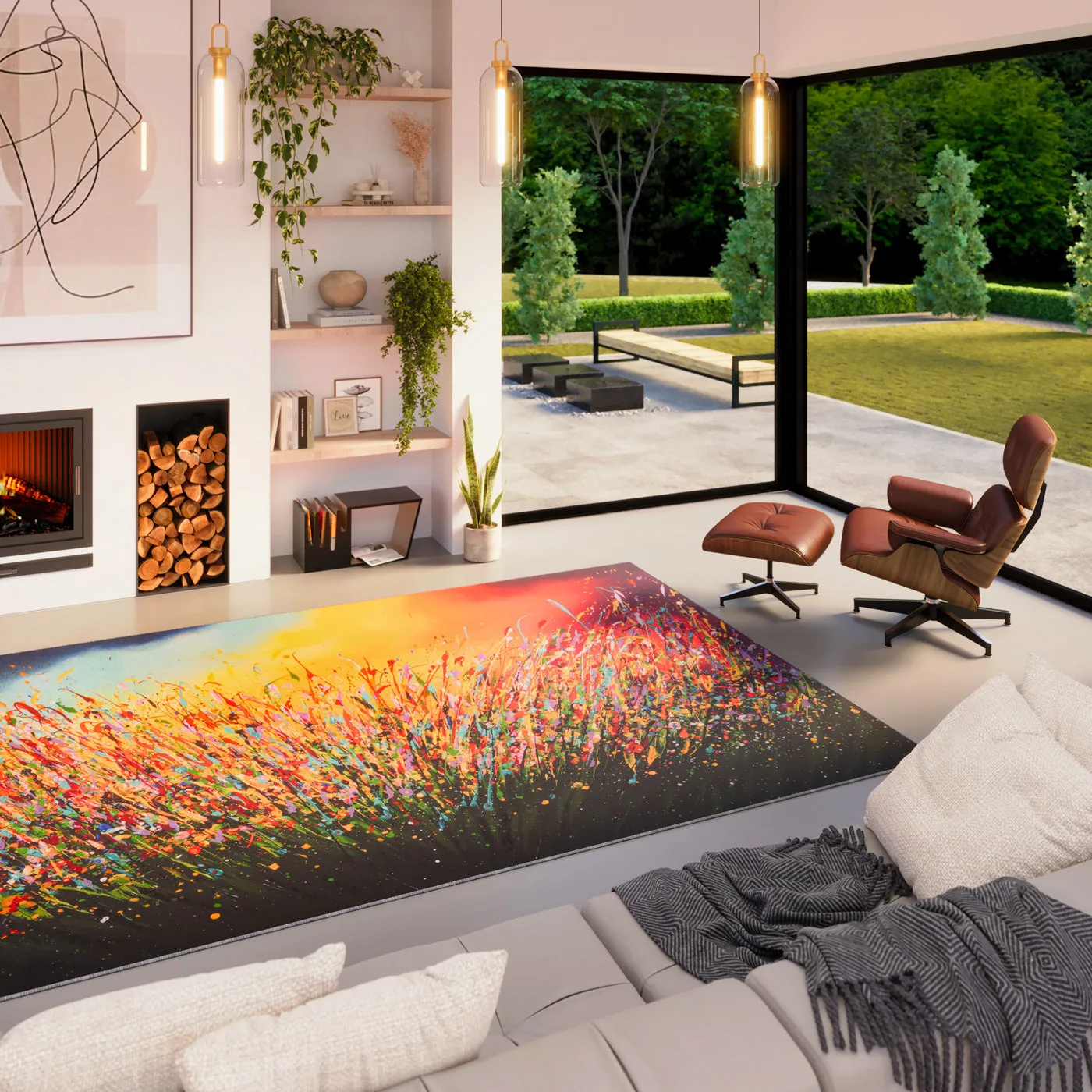 Washable Wild Flowers Designer Rug - Secret Garden