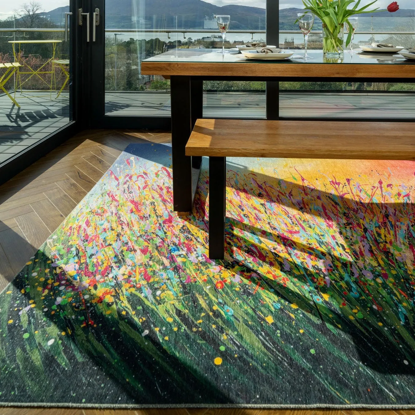 Washable Wild Flowers Designer Rug - Secret Garden
