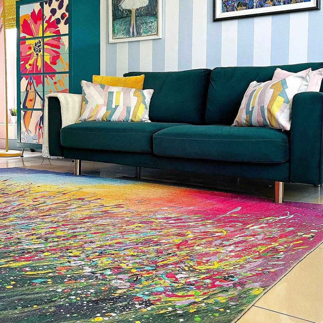 Washable Wild Flowers Designer Rug - Secret Garden