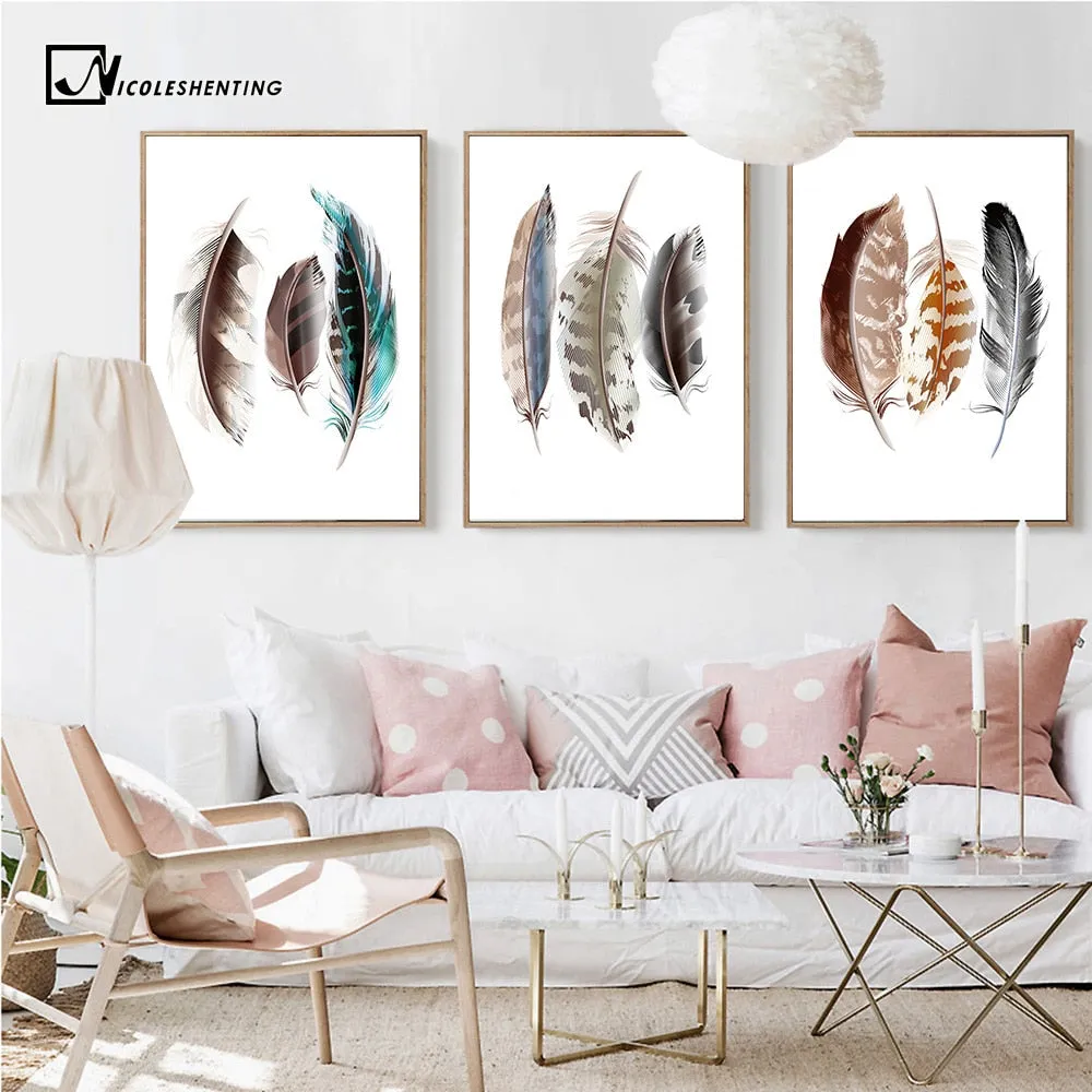 Watercolor Feathers Poster