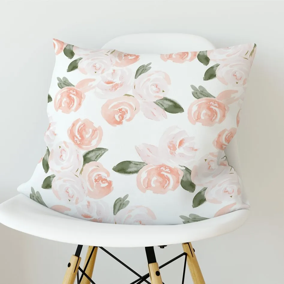 Watercolor Floral Nursery Pillow