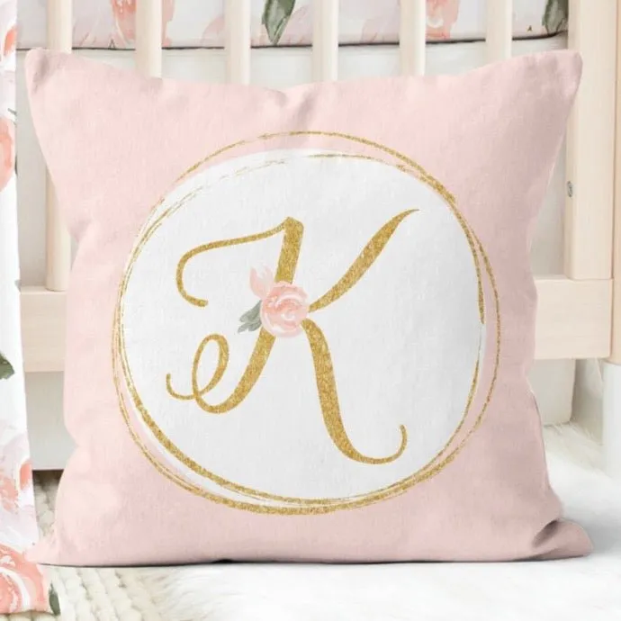Watercolor Floral Personalized Nursery Pillow