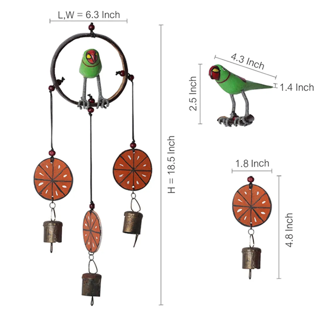 Wooden Handpainted & Handmade Decorative Hanging With Parrot