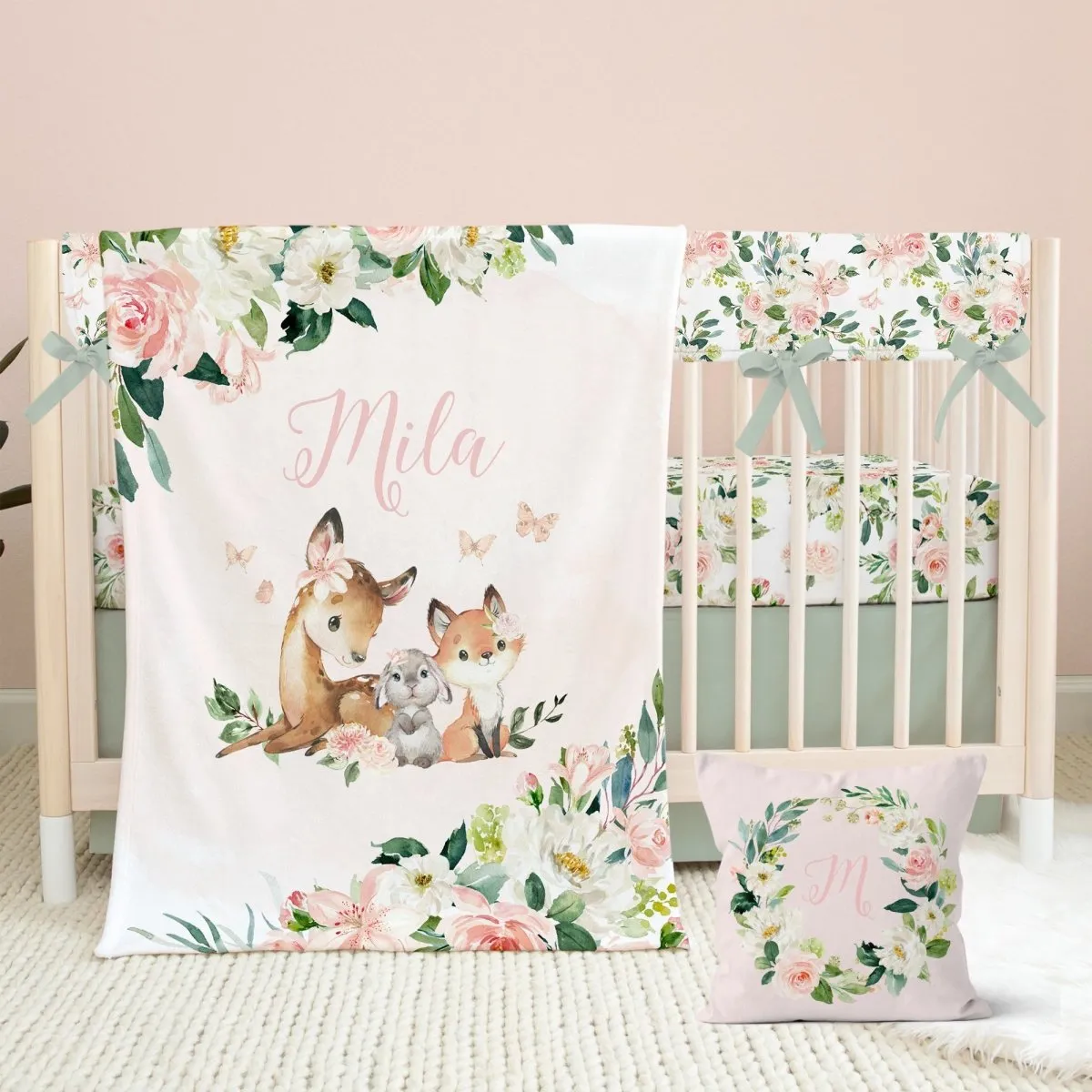 Woodland Meadows Personalized Nursery Pillow