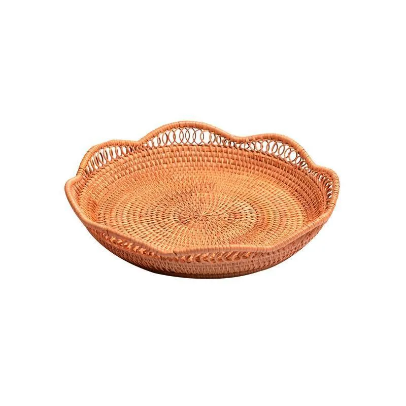 Woven Rattan Basket, Fruit Storage Basket, Woven Round Storage Basket, Storage Baskets for Kitchen