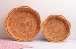 Woven Rattan Basket, Fruit Storage Basket, Woven Round Storage Basket, Storage Baskets for Kitchen