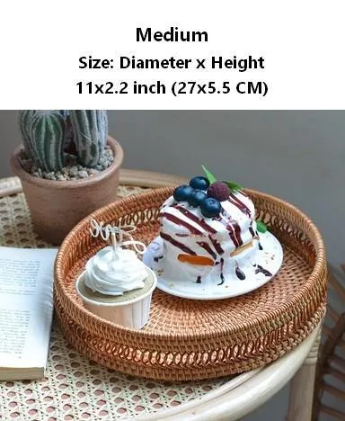 Woven Round Storage Basket, Rattan Stroage Baskets, Storage Baskets for Kitchen, Storage Baskets for Dining Room