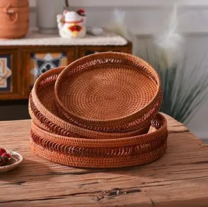 Woven Round Storage Basket, Rattan Stroage Baskets, Storage Baskets for Kitchen, Storage Baskets for Dining Room