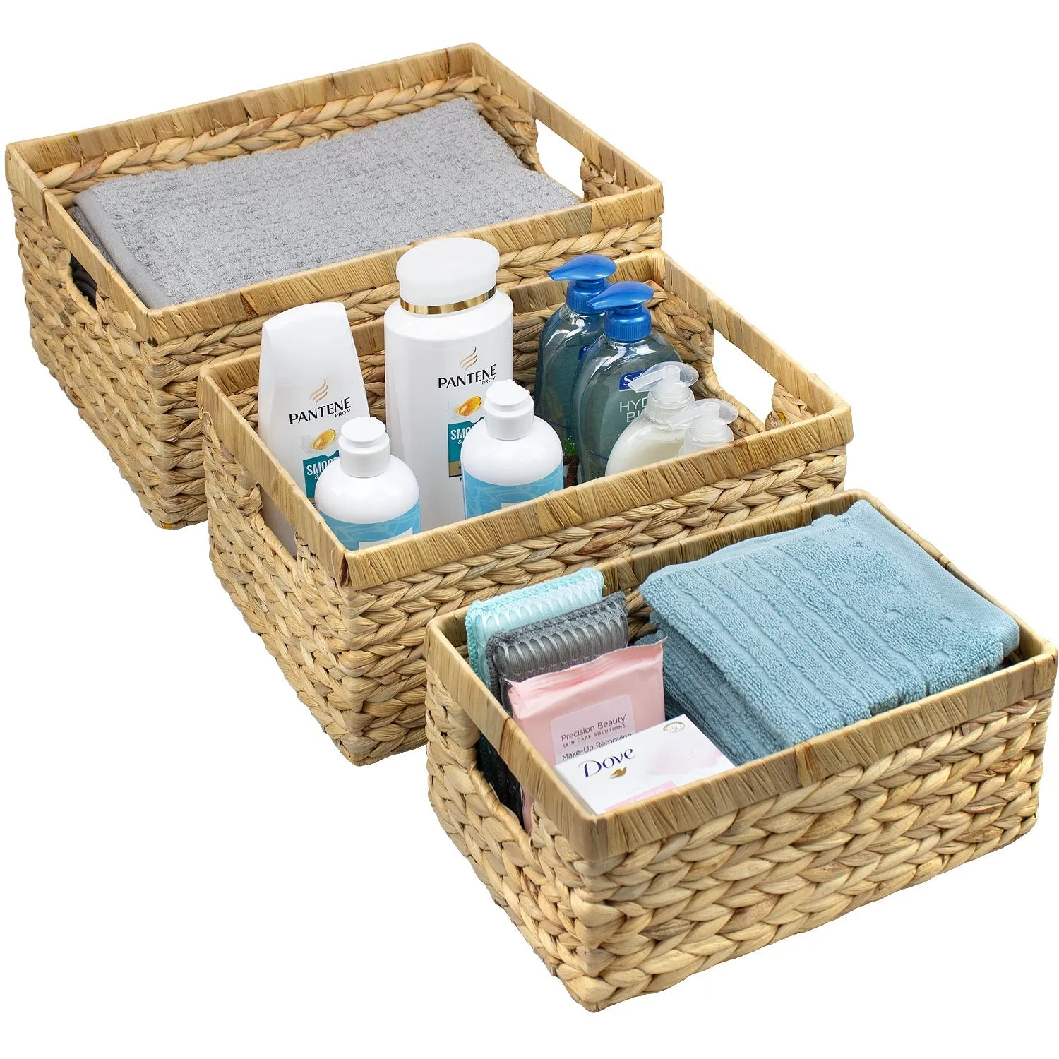 Woven Water Hyacinth Baskets (Set of 3)