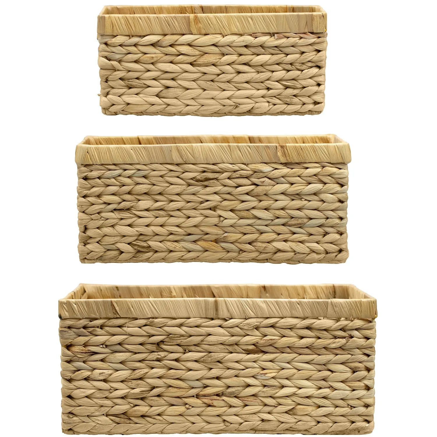 Woven Water Hyacinth Baskets (Set of 3)
