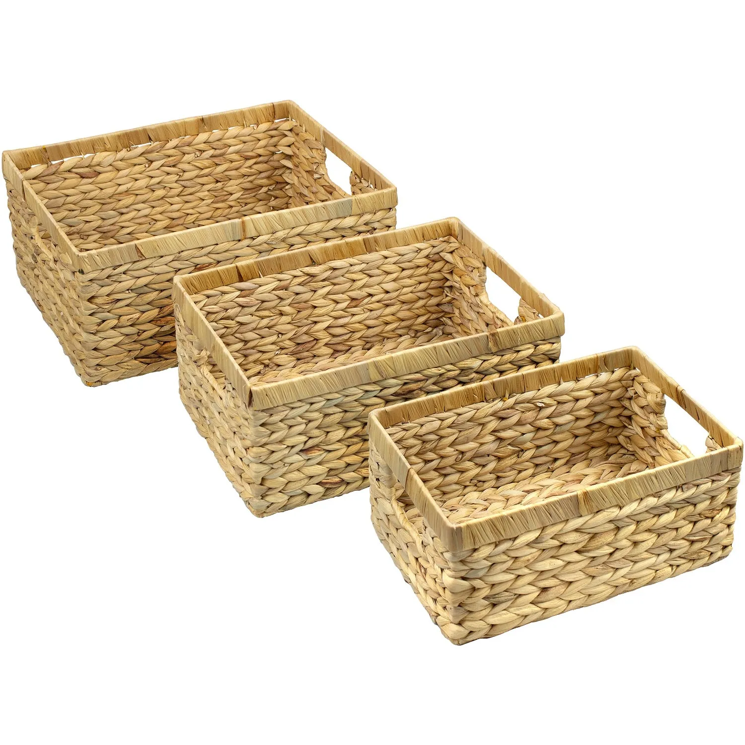 Woven Water Hyacinth Baskets (Set of 3)