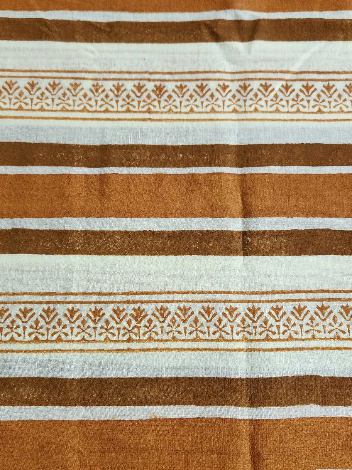 Yellow & Brown Handwoven And Hand Block Printed Cotton Saree